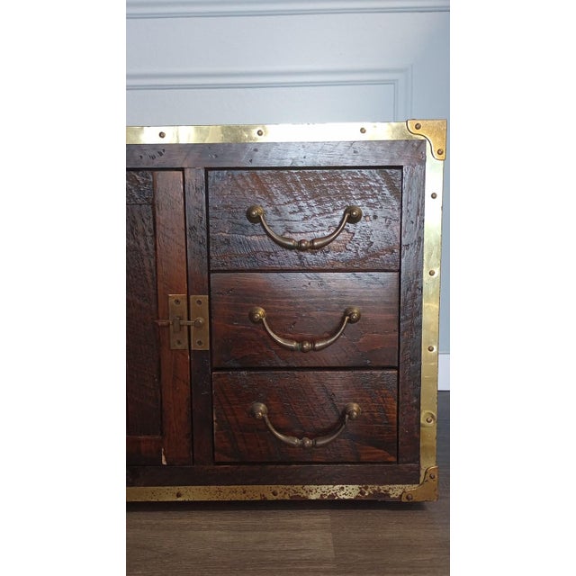 Late 20th Century Late 20th Century Habersham Wooden Plantation Campaign Trunk For Sale - Image 5 of 14