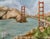 Vintage Golden Gate Bridge Oil Painting with Sailboats in Ornate Gilt Frame A colorful vintage oil painting of San...