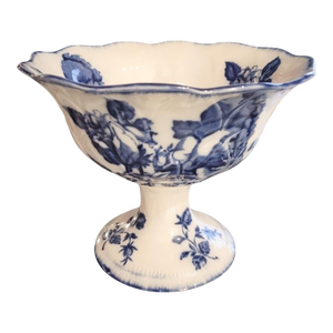 Vintage Blakeney Ironstone Staffordshire England Blue White Compote Candy Dish