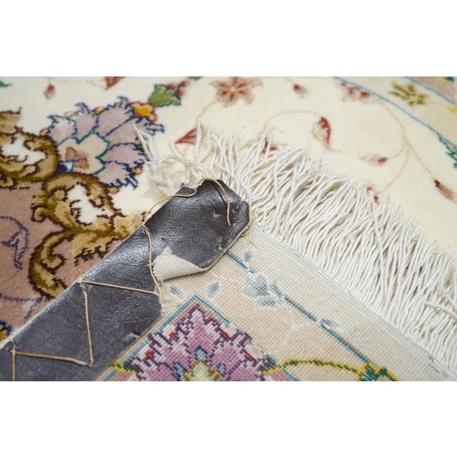 Eggshell Extremely Fine Persian Tabriz Wool & Silk Rug 3'4'' X 5'2'' For Sale - Image 8 of 11
