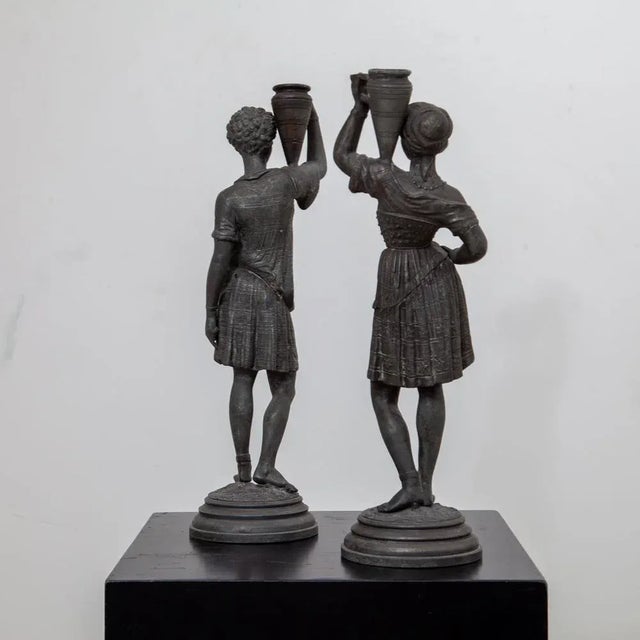 2nd Half 19th Century Cast Zinc Candleholders, Set of 2 For Sale - Image 6 of 7