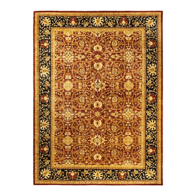 Orange Eclectic, One-of-a-Kind Hand-Knotted Area Rug in Orange, 9' 0" x 12' 1" For Sale - Image 8 of 8