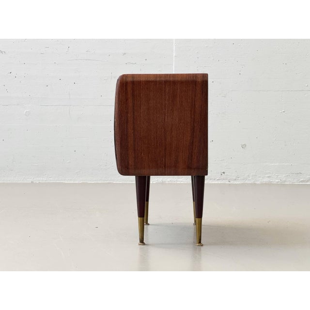 Metal Mid-Century Modern Mahogany Bedside Table with Glass Tops, 1960s For Sale - Image 7 of 18