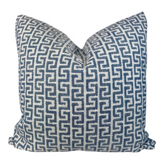Thibaut "Merritt" in Indigo Indoor/Outdoor 22" Pillows-a Pair For Sale