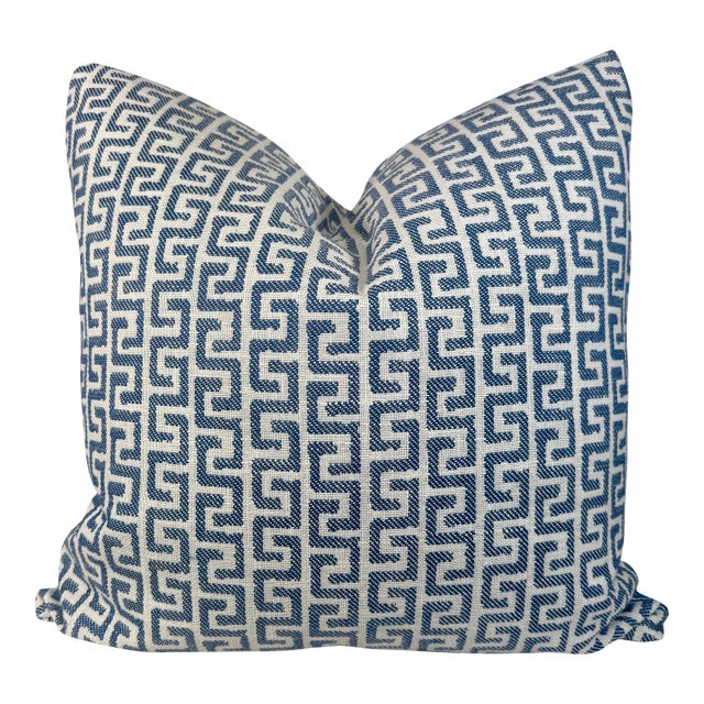 Thibaut "Merritt" in Indigo Indoor/Outdoor 22" Pillows-a Pair For Sale