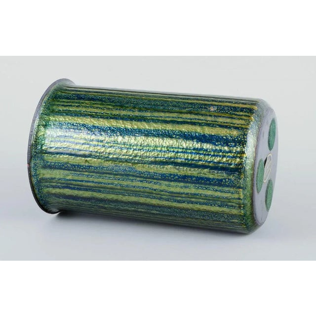 1970s Norwegian Cylindrical Enameled Copper Vase, 1970s For Sale - Image 5 of 7