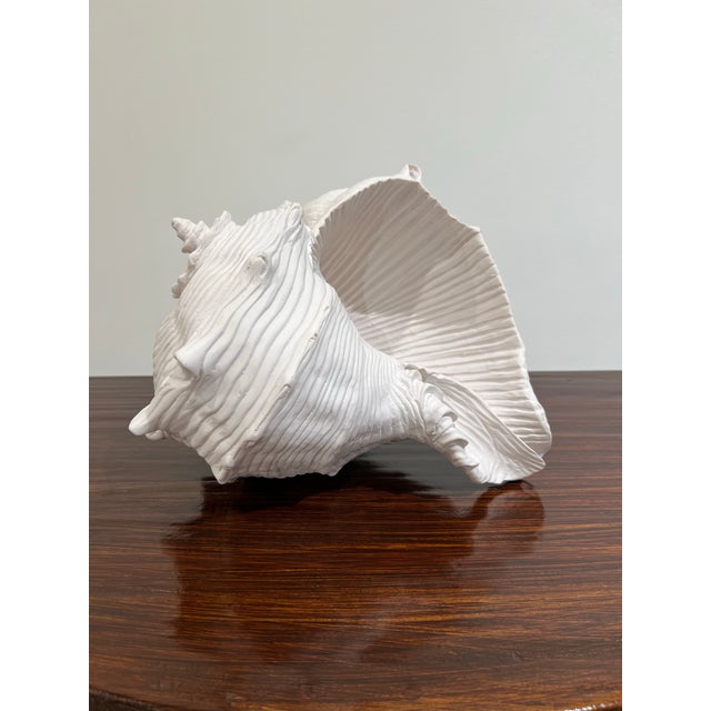 Contemporary Oversized White Cast Resin Shell Sculpture For Sale - Image 3 of 8