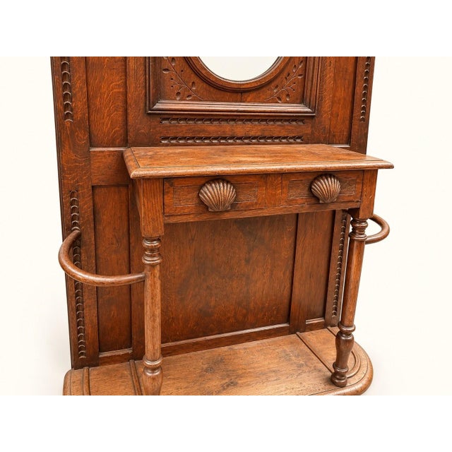 Napoleon III Style Oak Entryway Wardrobe with Beveled Mirror For Sale - Image 4 of 10