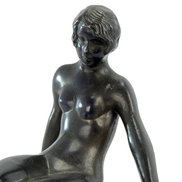 Art Deco Nuart Nude Flapper Spelter Bookend Circa 1925 For Sale - Image 4 of 10