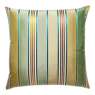 The House of Scalamandré Charlotte Stripe Pillow, Moss For Sale