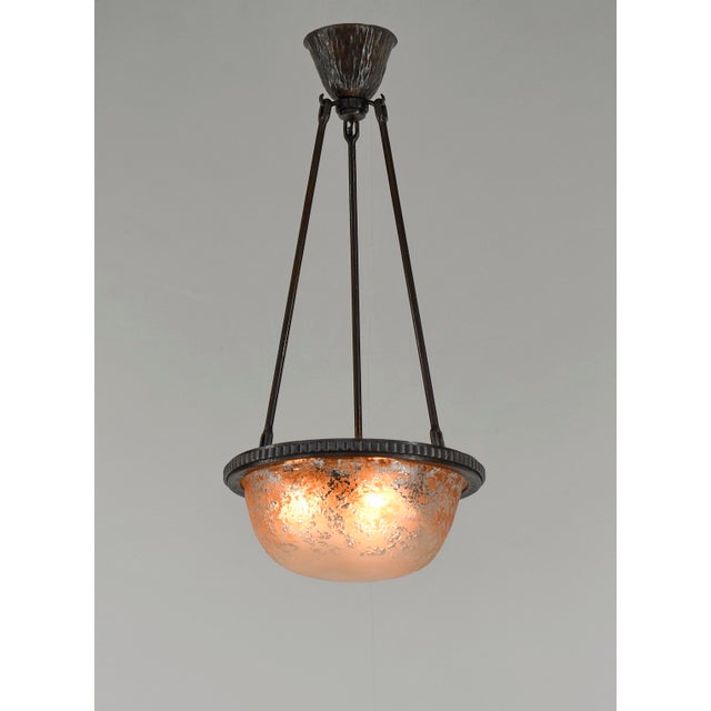 Metal French Art Deco Pendant Light by Daum - 1920s France For Sale - Image 7 of 14