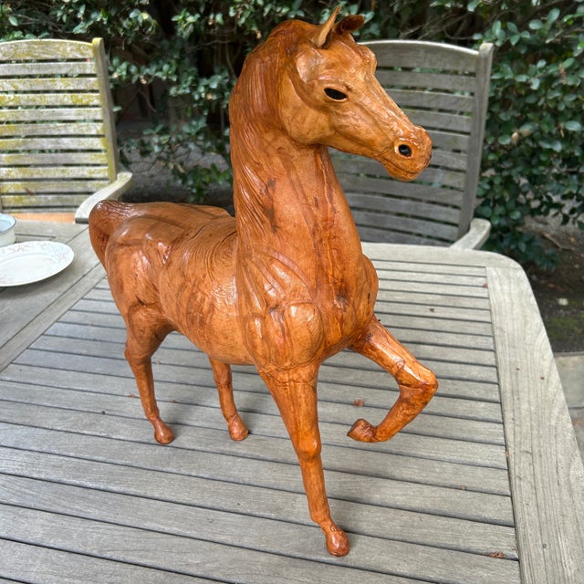 Tan Vintage Leather Large Horse Sculpture For Sale - Image 8 of 10