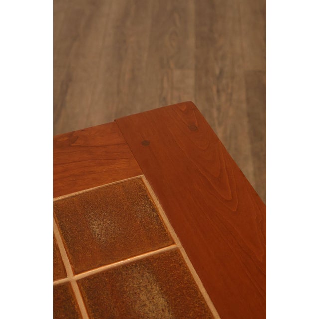 Brown Stickley Mission Collection Pair Of Cherry Tile Top End Tables For Sale - Image 8 of 18