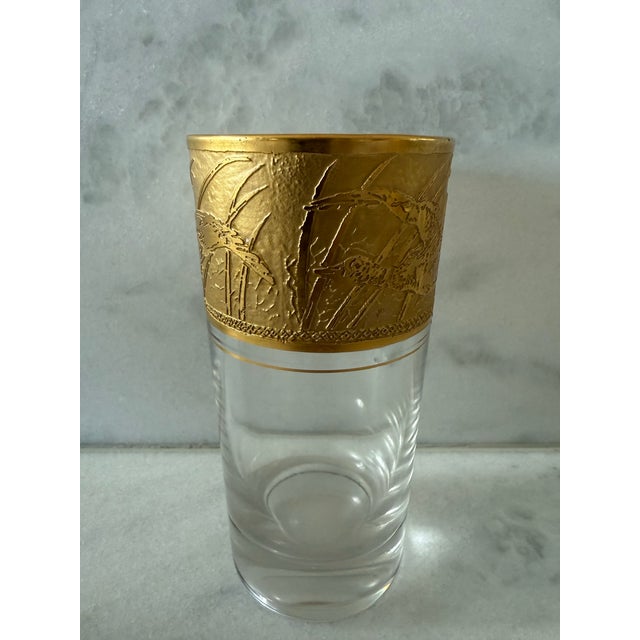 Vintage Cambridge Tumblers With Etch Gold Bird Design - Set of 6 For Sale In Austin - Image 6 of 11