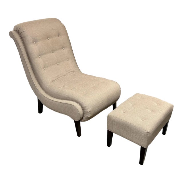 Contemporary Lounge Chair + Ottoman, Set For Sale