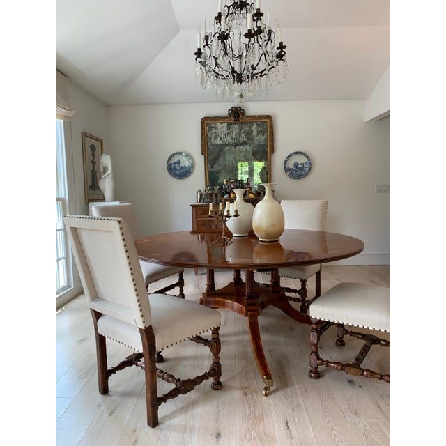 English Traditional Yew Wood Duncan Phyfe Style Dining Room Table