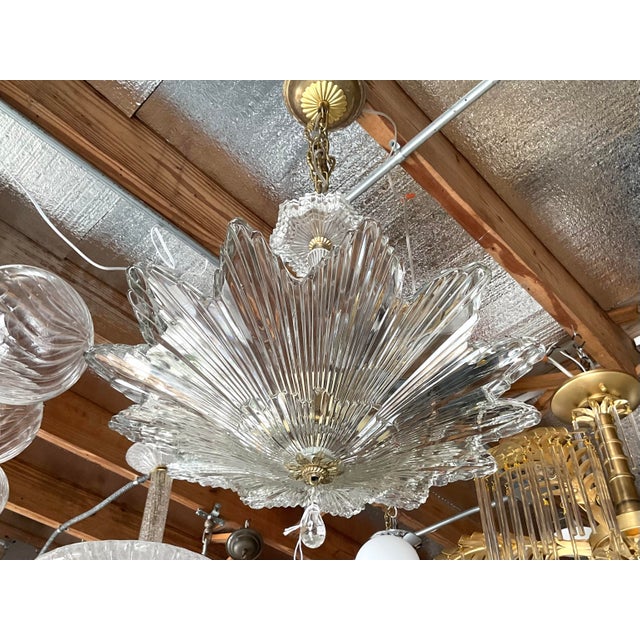 Vintage Art Deco Glass Starburst Pendant For Sale - Image 10 of 15