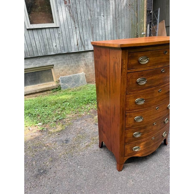 Early 20th Century Regency Style Tall Boy Bow Front Chest of Drawers For Sale In Washington DC - Image 6 of 14