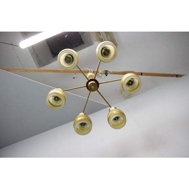 Metal Vintage German Chandelier in Glass and Metal, 1970s For Sale - Image 7 of 13