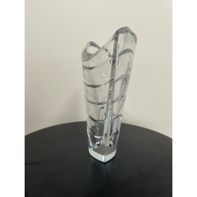 Glass Baccarat Crystal Wave Vase France 1990s Large Size For Sale - Image 7 of 12
