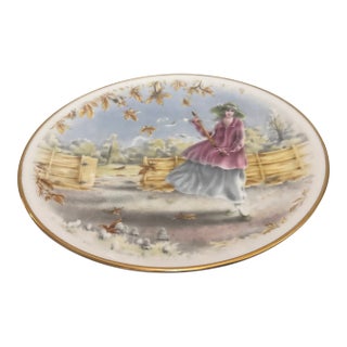 Vintage English Bone China "Seasons of the Year: Autumn" Cabinet Plate For Sale