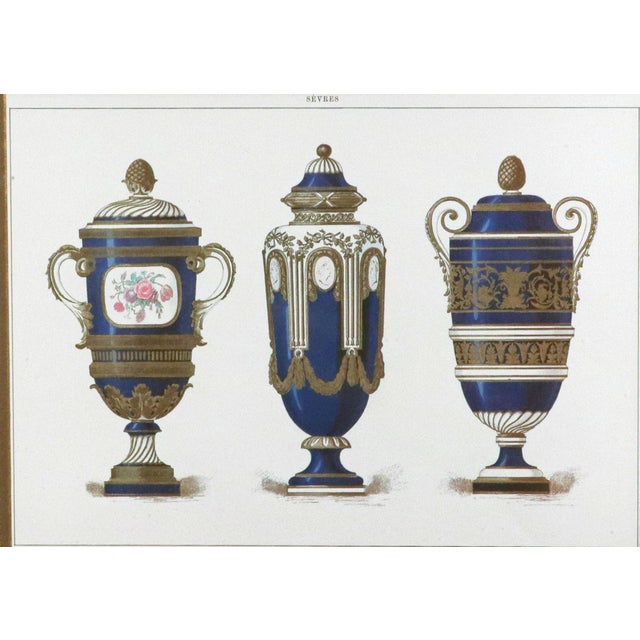 Traditional Antique Sèvres Porcelain Chromolithograph by Édouard Garnier, Giltwood Frame, Circa 1892 For Sale - Image 3 of 7