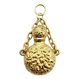 Late 19th Century Victorian 18k Gold Perfume Bottle Pendant For Sale