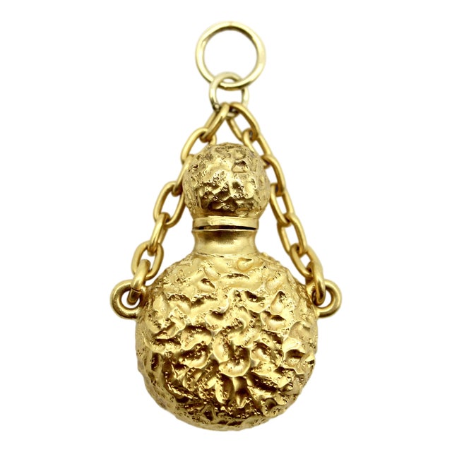 Late 19th Century Victorian 18k Gold Perfume Bottle Pendant For Sale