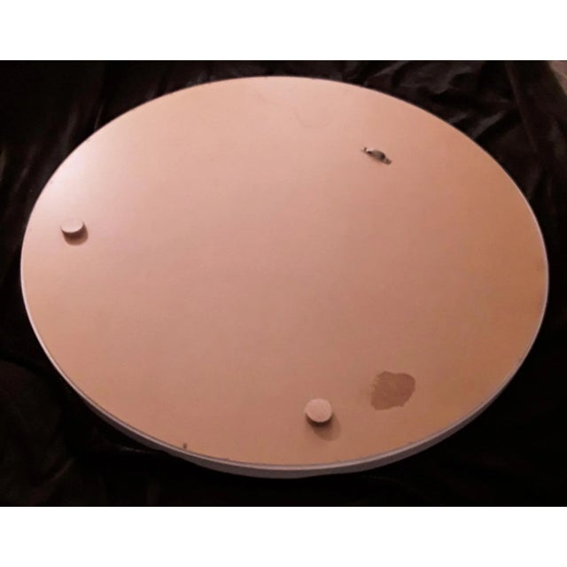 Round Flat Wall Mirror with a Slim Frame in White Painted Wood, 1970s For Sale - Image 3 of 5