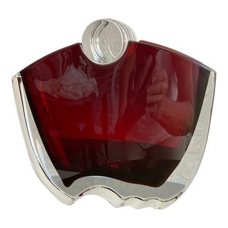 Baccarat Oceania Ruby and Clear Crystal Flower Vase With Box and Booklet For Sale