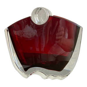Baccarat Oceania Ruby and Clear Crystal Flower Vase With Box and Booklet