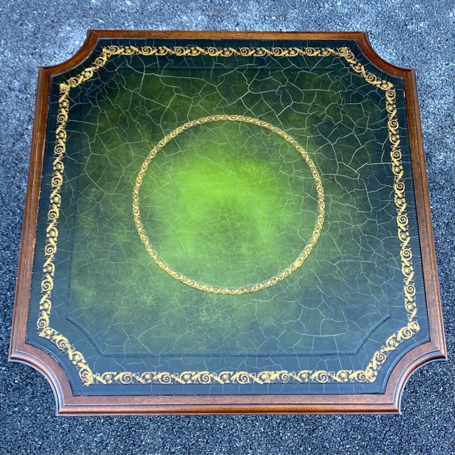 Traditional Antique Regency Style Mahogany Scroll Foot Center Table With Tooled Green Leather Top For Sale - Image 3 of 13