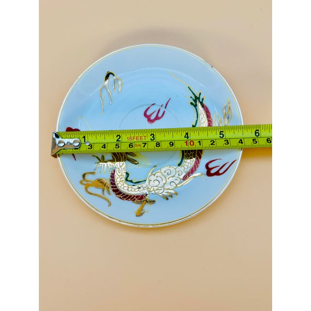 White Mid 20th Century Rare Lithophane "Nude" Geisha Dragon Ware Cup and Saucer For Sale - Image 8 of 10