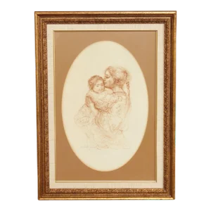 1990s 'Sandy Kissing Baby' Artist's Proof Lithograph by Edna Hibel