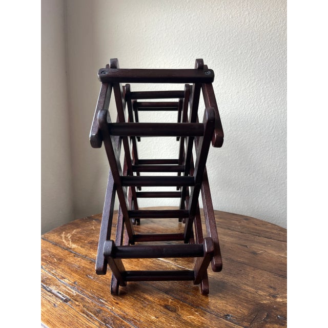 Wooden window rack, accordion style Fits 8 bottles Espresso color wood Midcentury modern style 20.25” width, 6.8” depth,...