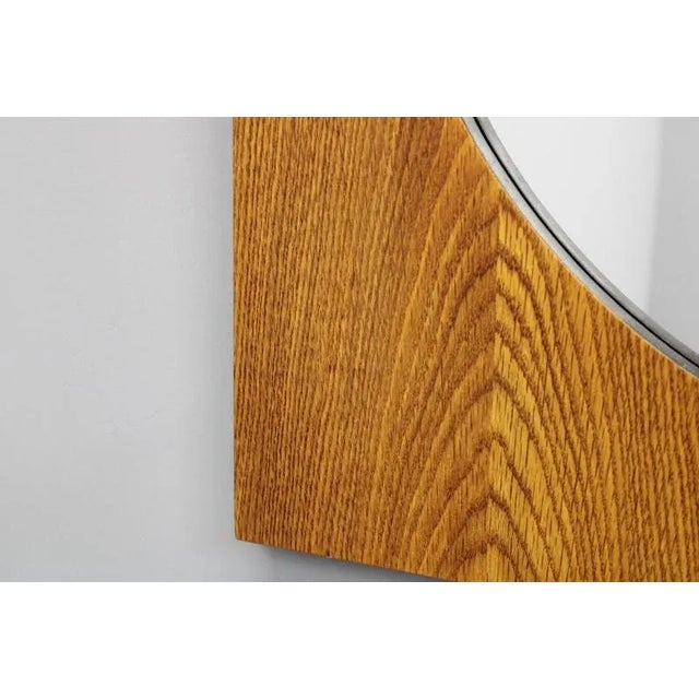 Wood Large Oak Square Mirror, Former Czechoslovakia, 1970s For Sale - Image 7 of 12
