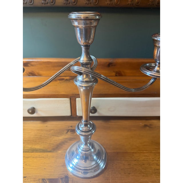 Statement Circa 1930 Gorham Convertible Silver-Plate Triple Candelabras - A Pair For Sale - Image 18 of 18