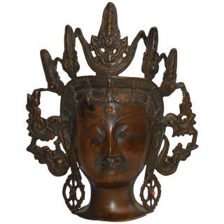 Vintage Thai Bronze Buddha Head From India For Sale