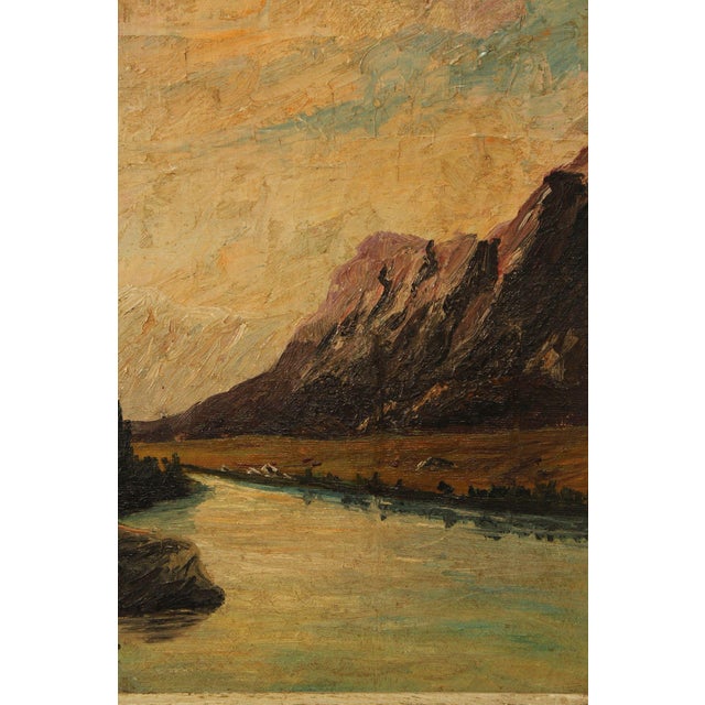 Continental School Mountain Landscape Oil Painting, Signed For Sale - Image 11 of 18