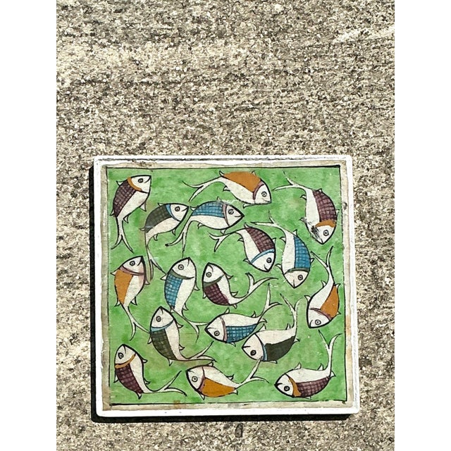 Vintage Hand Painted Fish Tile For Sale - Image 12 of 13