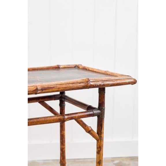 Wood 19th Century Bamboo Side Table With Lacquered Top For Sale - Image 7 of 7
