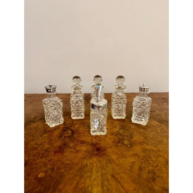 1900 - 1909 Antique Edwardian Silver Plated Cruet Set, 1900, Set of 7 For Sale - Image 5 of 8