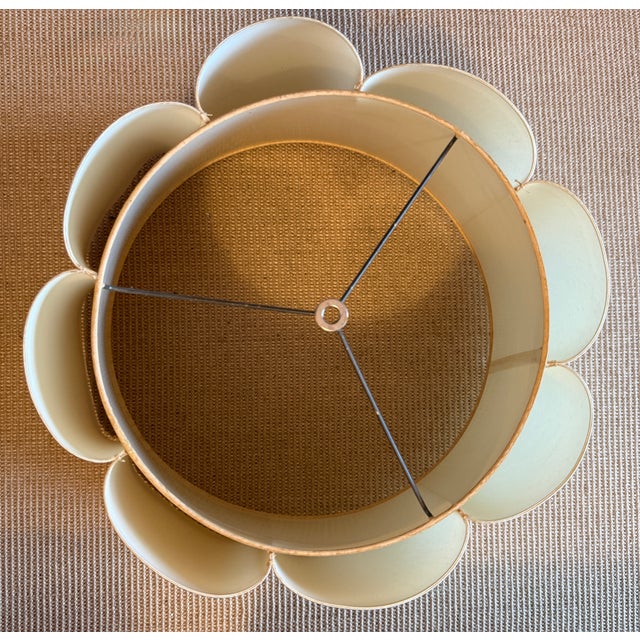 1960s Mid-Century Modern Tole Safran & Glucksman Floral Table Lamp and Scalloped Silk Shade - 38" Tall For Sale - Image 16 of 17