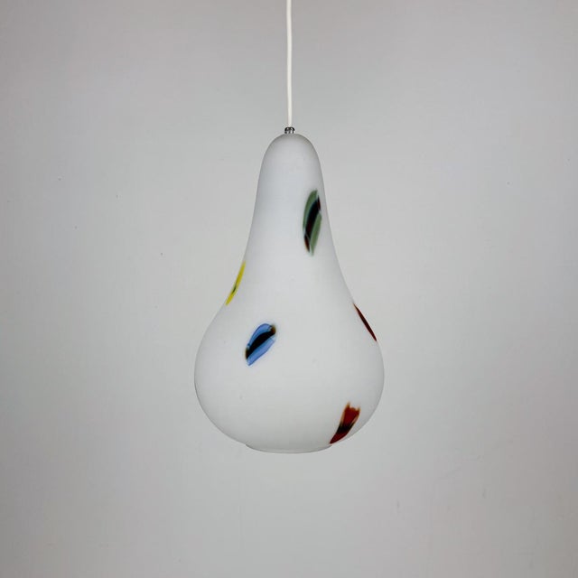 Mid-Century Modern Opaline Murano Glass Pendant attributed to Stilnovo For Sale - Image 3 of 7