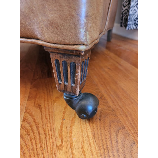 Late 20th Century St. Timothy Tufted Tan Leather Library Lounge Chair For Sale - Image 9 of 12