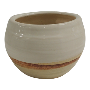 MCM Beige Round Glazed Art Pottery Vase #3