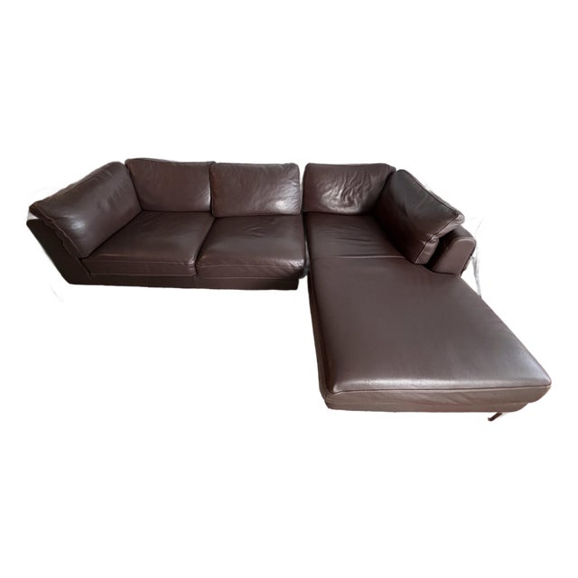 Design Within Reach 2 Piece Albero Italian Leather Sectional W/ Right Chaise For Sale
