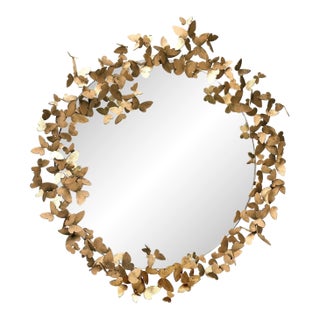 Aged Gold Butterfly Mirror Wall Mirror For Sale