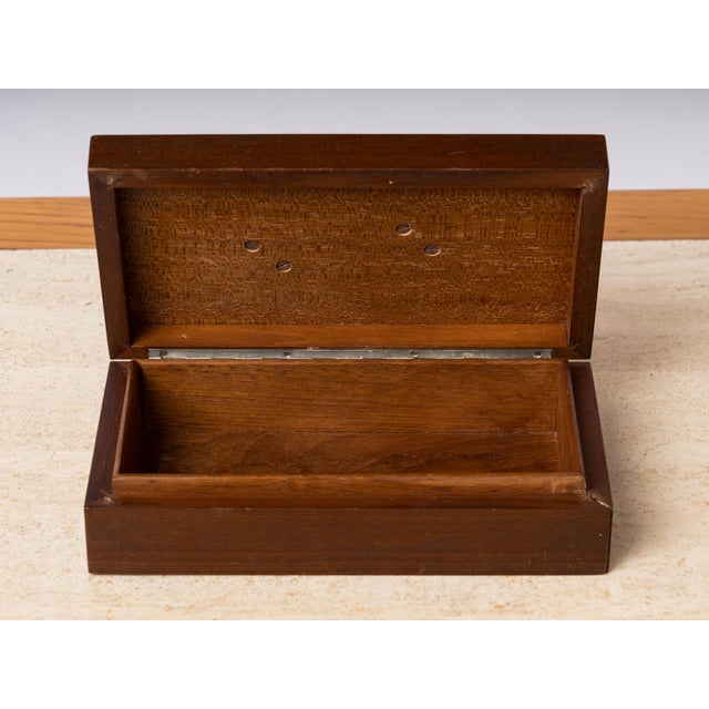 Wood Art Deco Stained Wood & Nickel Plated Bronze Decorative Box For Sale - Image 7 of 7