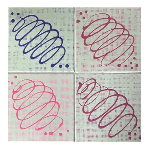 Erin Simon Original Woven "Imperfections" Set of 4 Abstract Acrylic Paintings